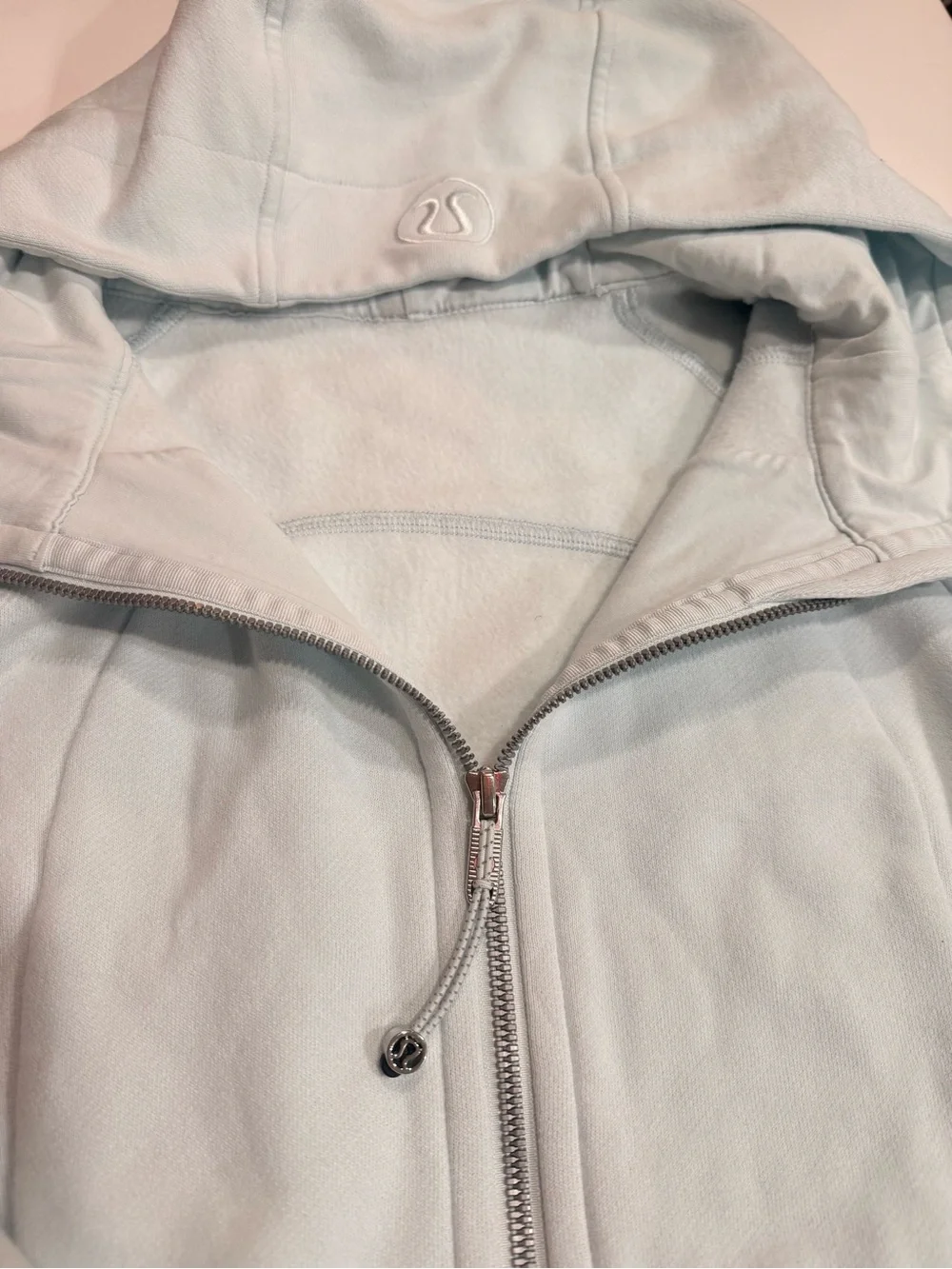 Lululemon Light Blue Scuba Full-Zip Crop Hoodie